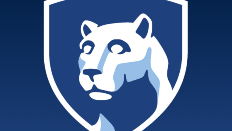 a graphic of the Penn State University blue and white shield logo